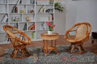 佛山藤格格 藤椅茶幾三件套旋轉(zhuǎn)椅子天然真藤休閑椅組合陽臺(tái)藤桌椅五件特價(jià)